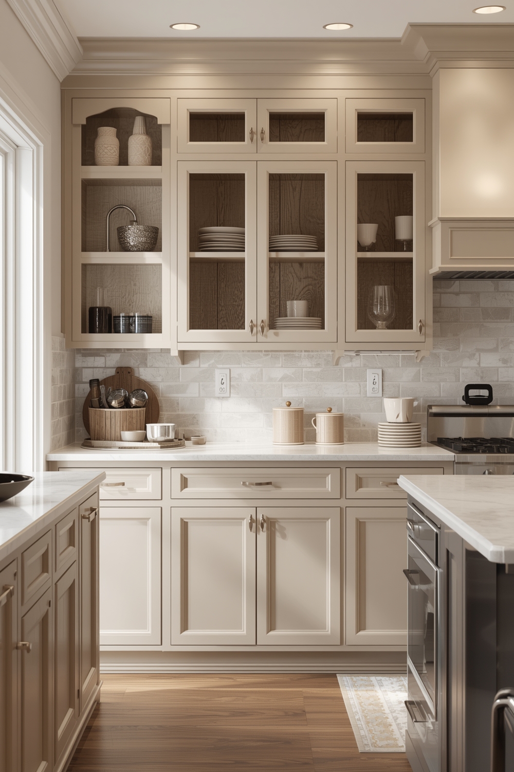 Airy Beige Kitchen Cabinet Configuration