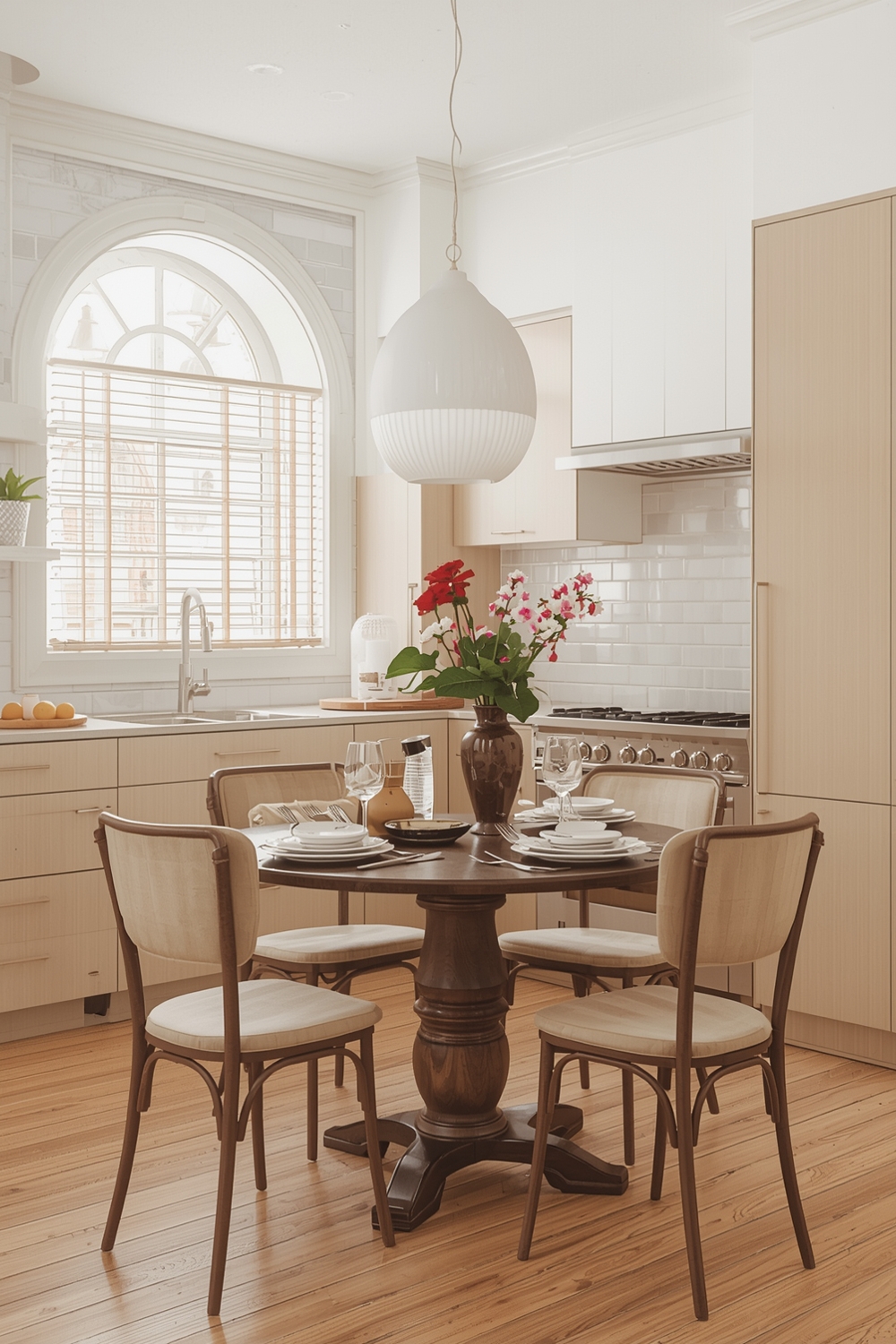 Beige Cabinets for an Intimate Kitchen Setting