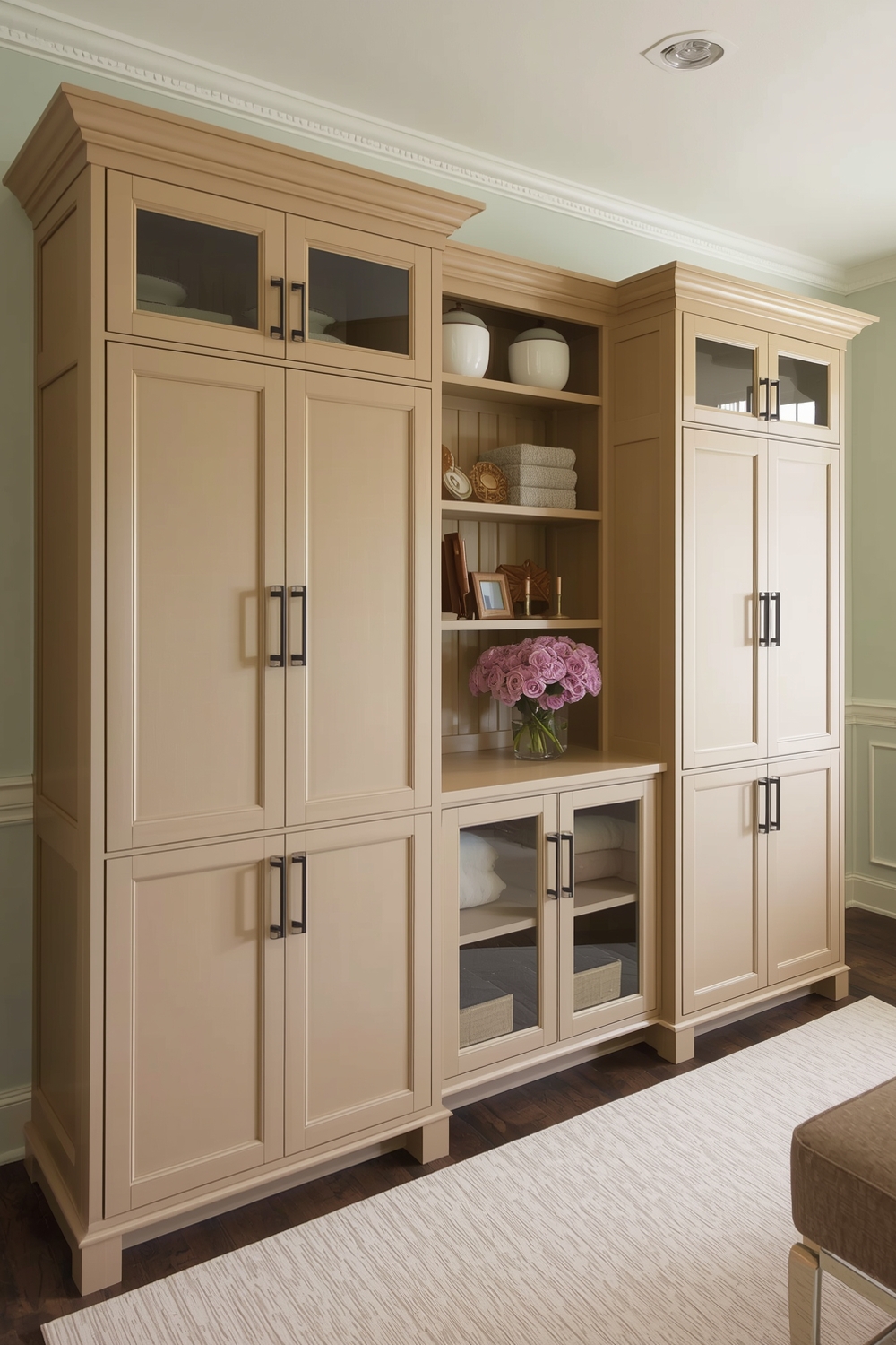 Beige Cabinets with Custom Storage Options