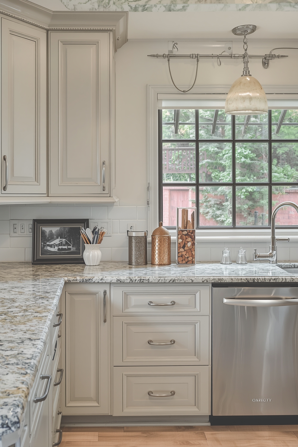 Beige Cabinets with Granite Countertops
