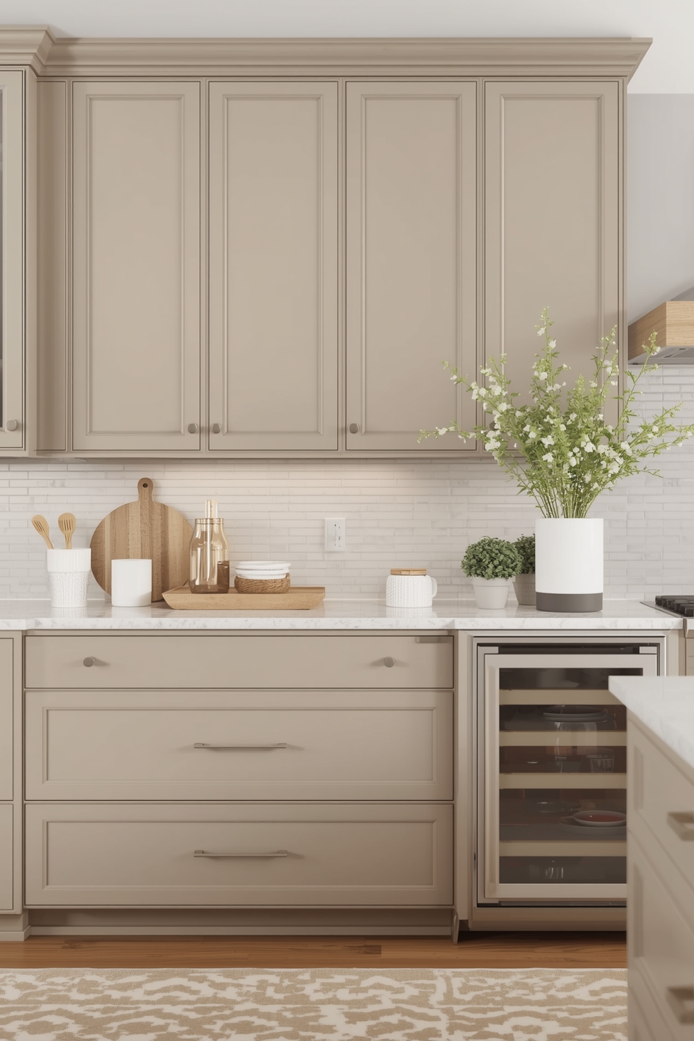 Beige Cabinets with Sleek Pulls