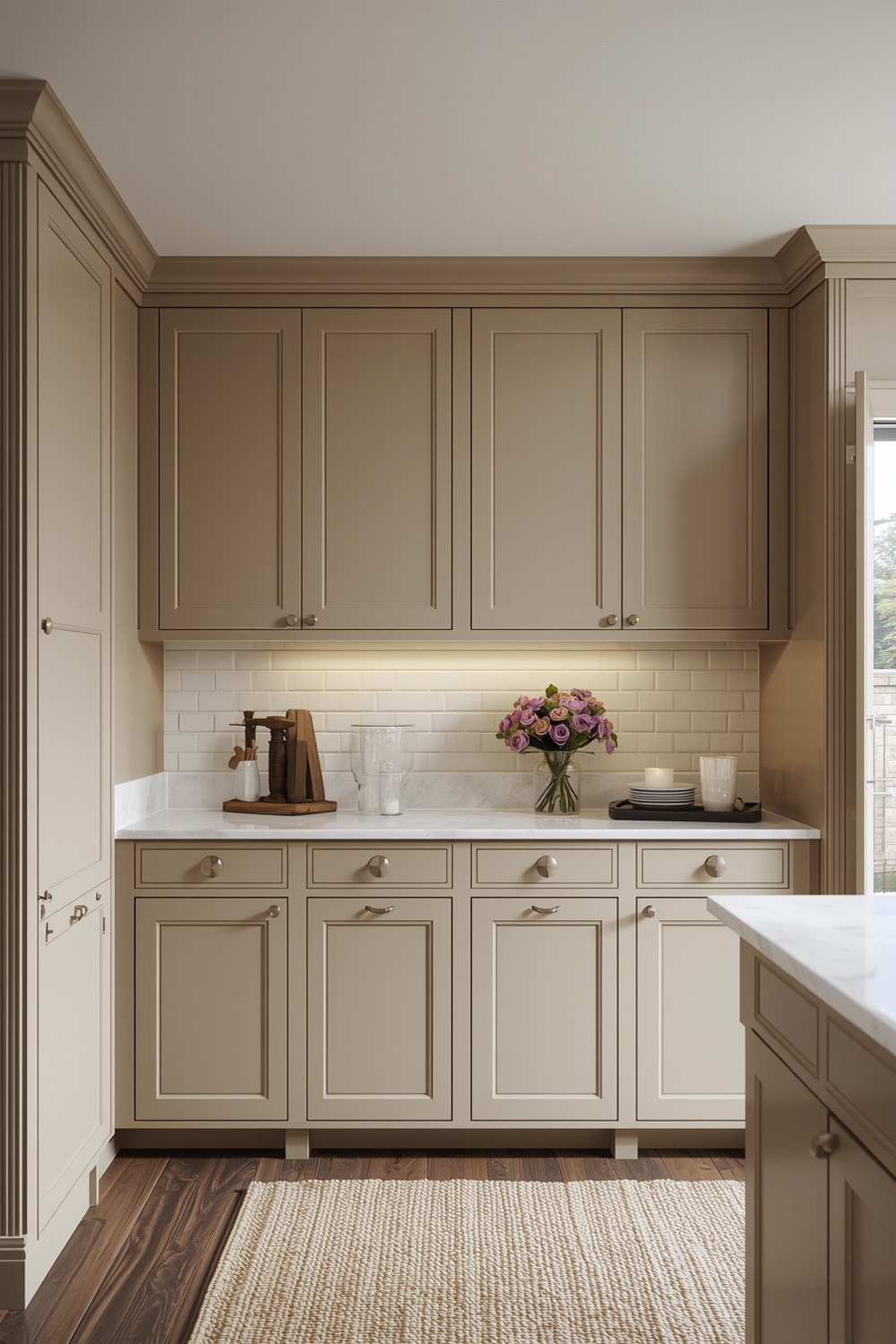 Beige Cabinets with Task Lighting Solutions