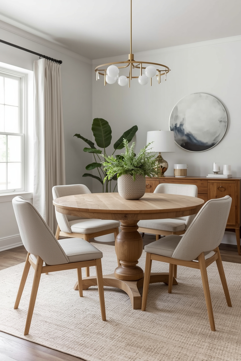 Chic White Oak Dining Space Setup