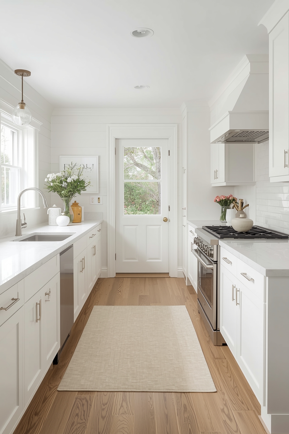 Clean-Lined White Oak Kitchen Layout