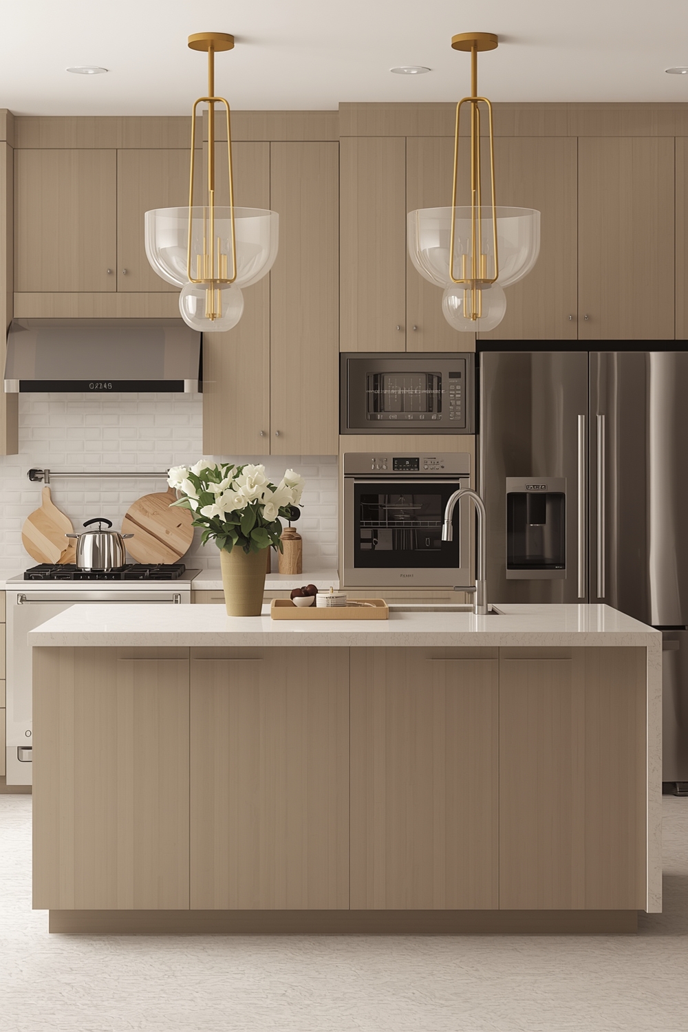 Contemporary Beige Kitchen Layout Plans