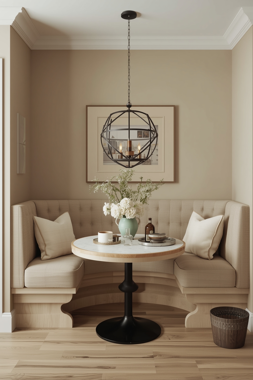 Cozy Beige Kitchen Seating Areas