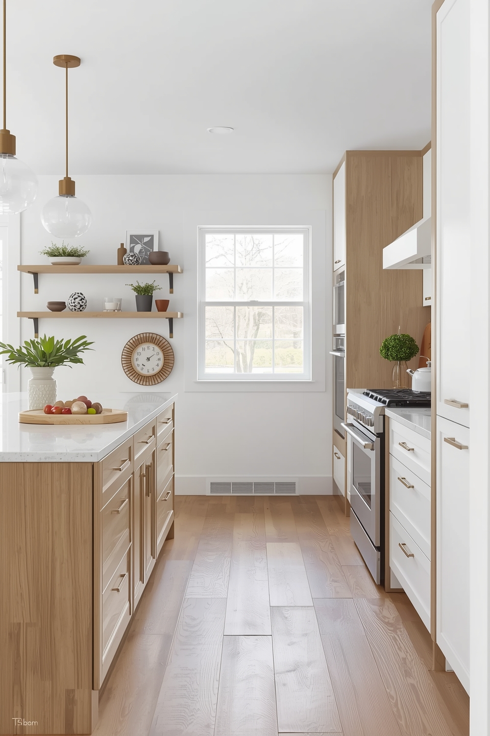 Efficient White Oak Kitchen Zoning