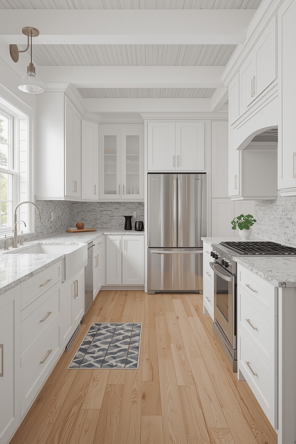 Grand White Oak Kitchen Layout Concepts