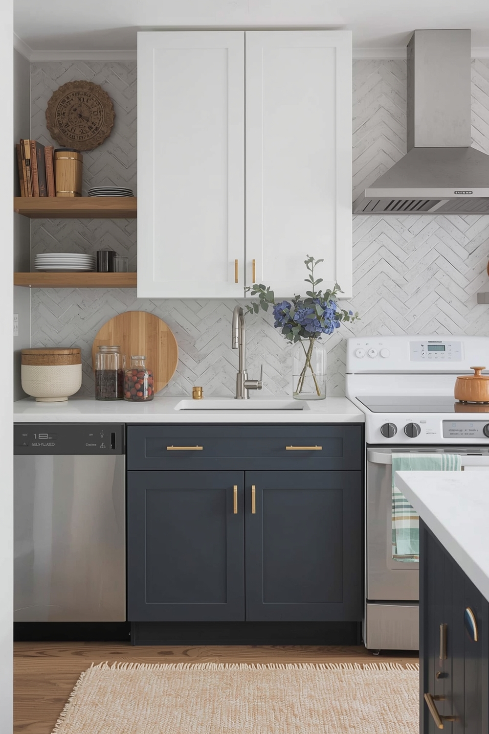 Highly Practical Two-Toned Kitchen Cabinets