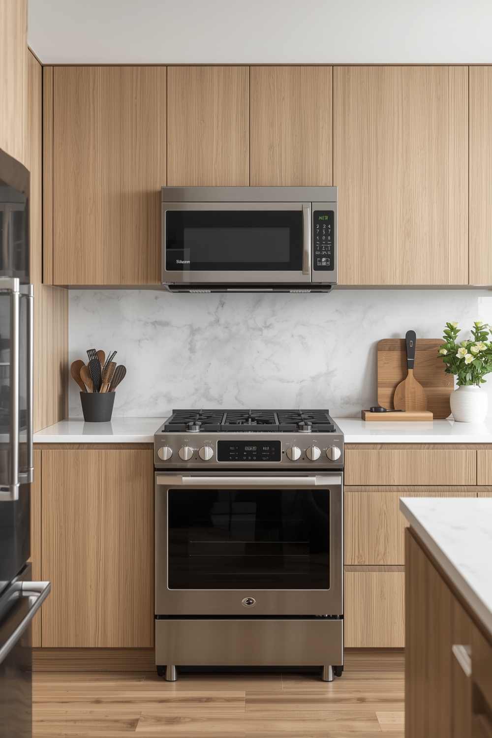 Integrated White Oak Kitchen Appliances