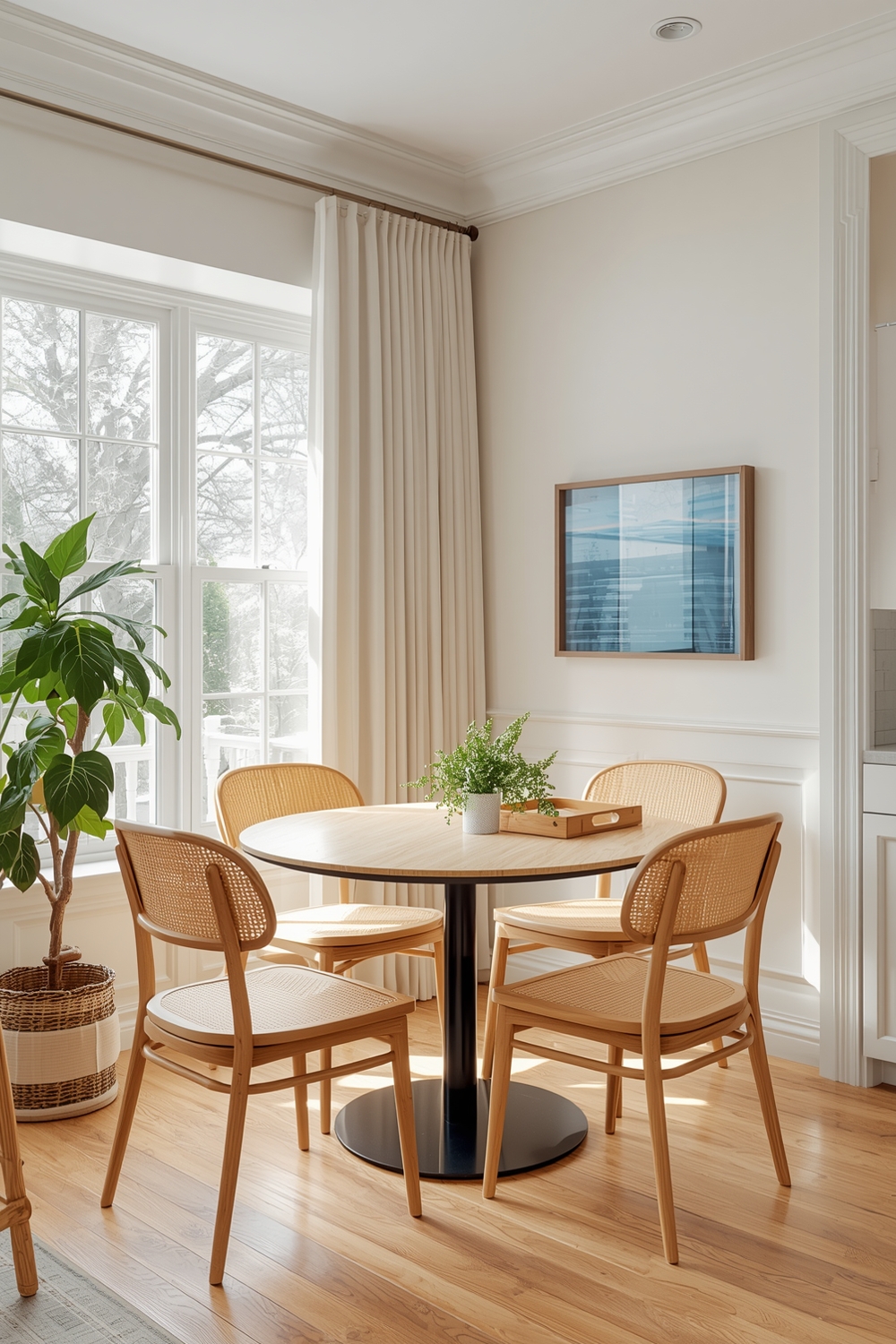 Inviting White Oak Breakfast Corner