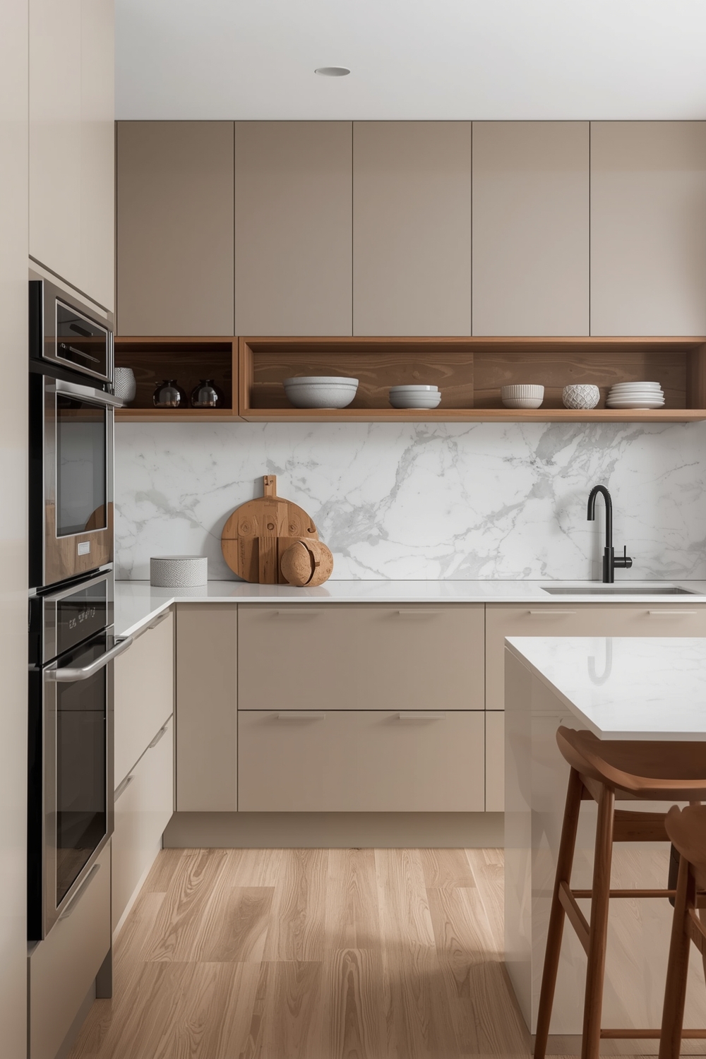 Minimal Beige Kitchen Cabinet Designs