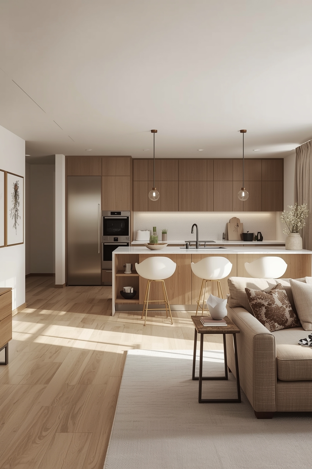 Open-Plan Beige Kitchen Concept