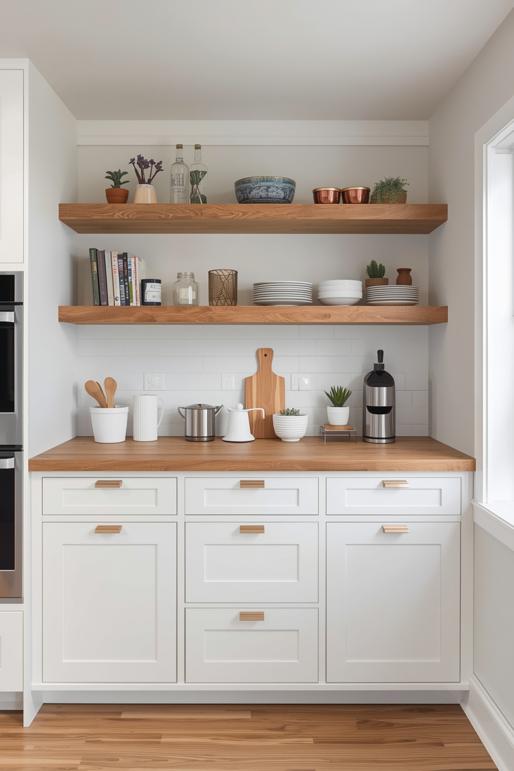 Productive White Oak Kitchen Workstations