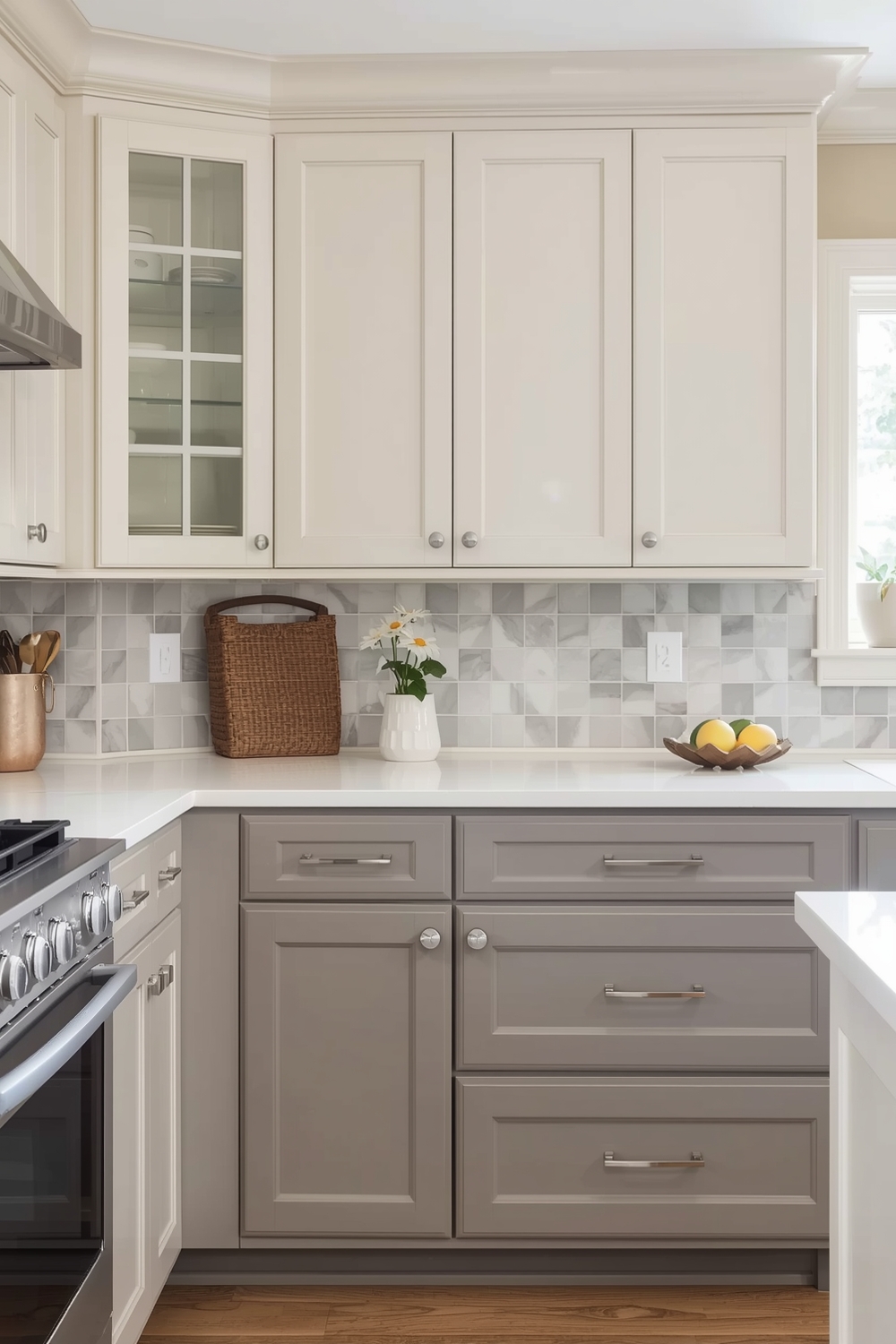 Simplified Two-Toned Kitchen Cabinets