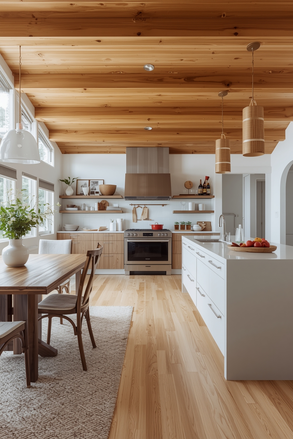 Spacious Open Plan White Oak Kitchen