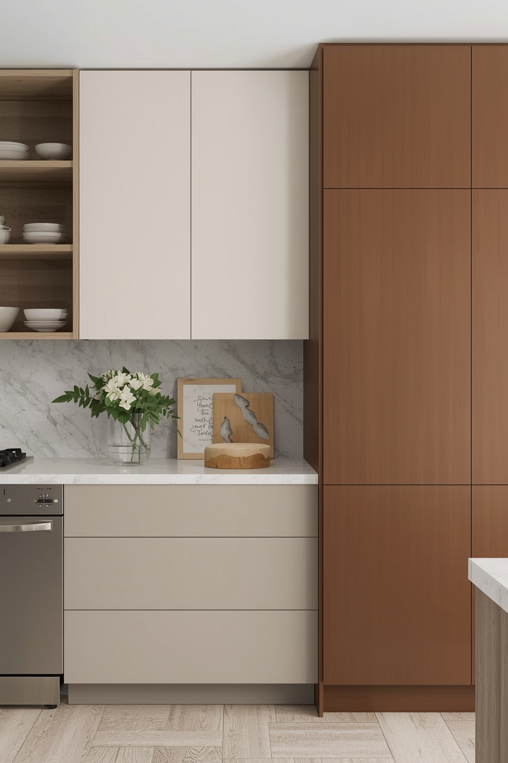 Two-Toned Cabinets in a Modern Configuration