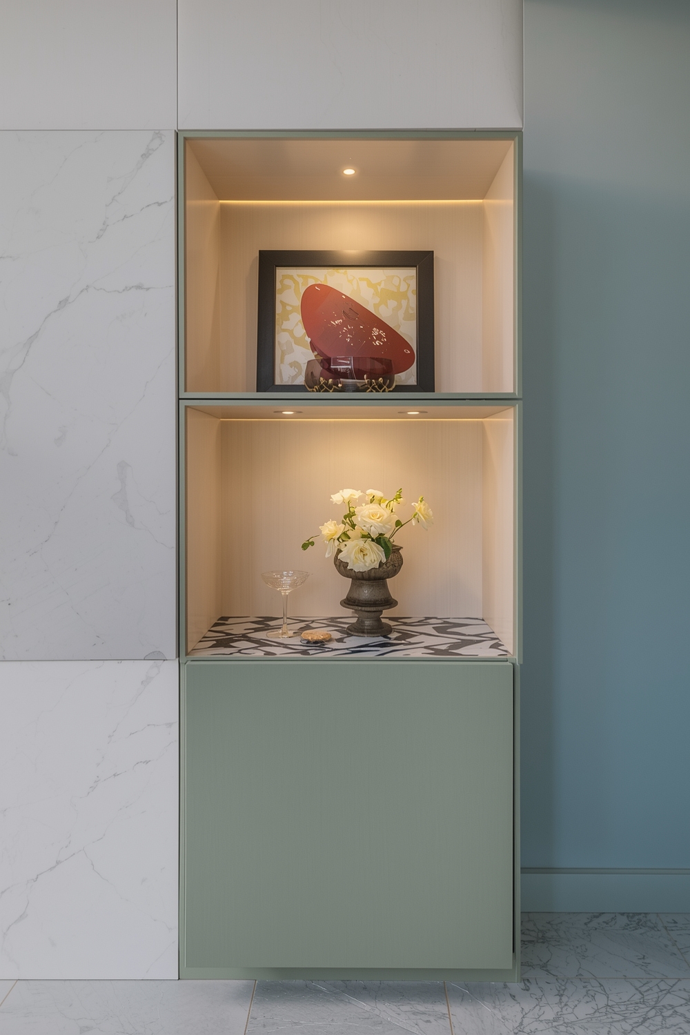 Two-Toned Cabinets with Integrated Lighting