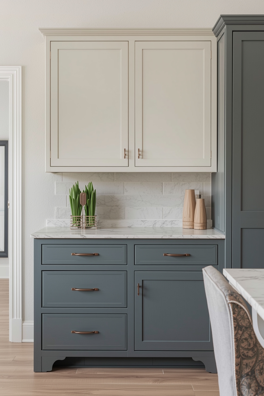 Two-Toned Cabinets with Quartz Countertops