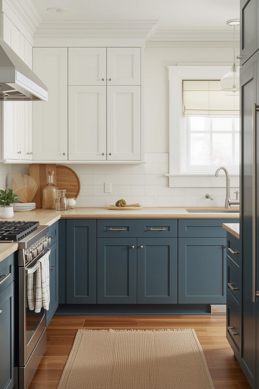 Two-Toned Cabinets with Wood Countertops