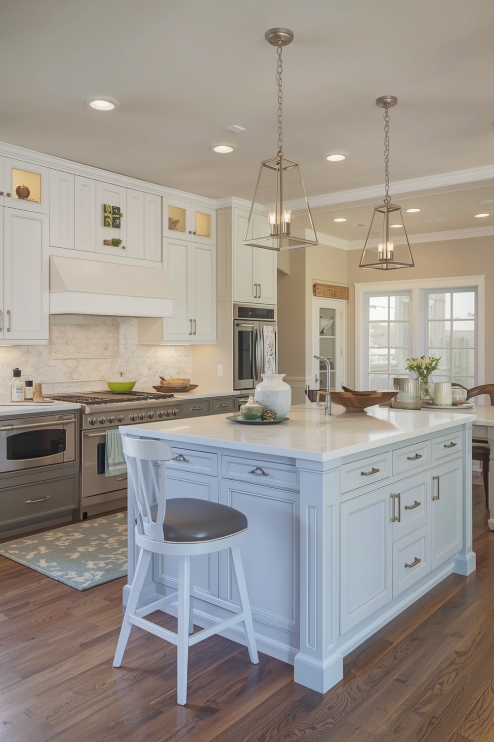 Two-Toned Cabinets with a Breakfast Island