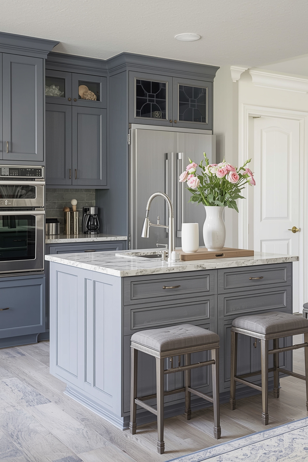 Two-Toned Cabinets with a Multipurpose Island