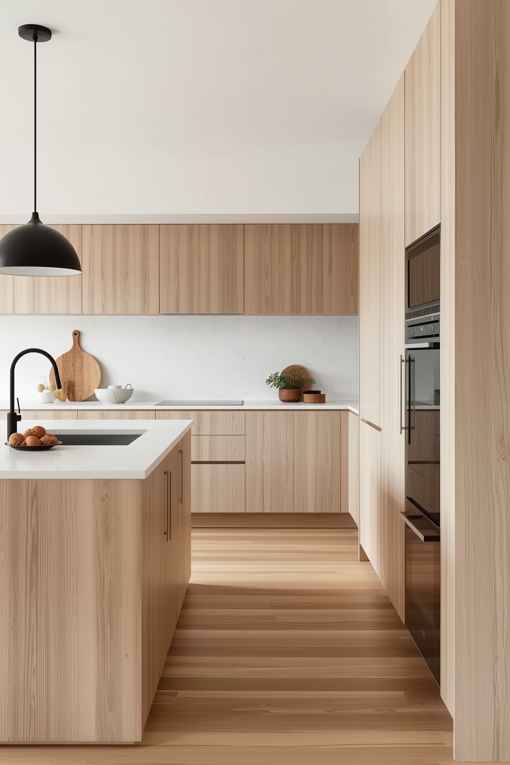Ultra-Minimal White Oak Kitchen Design