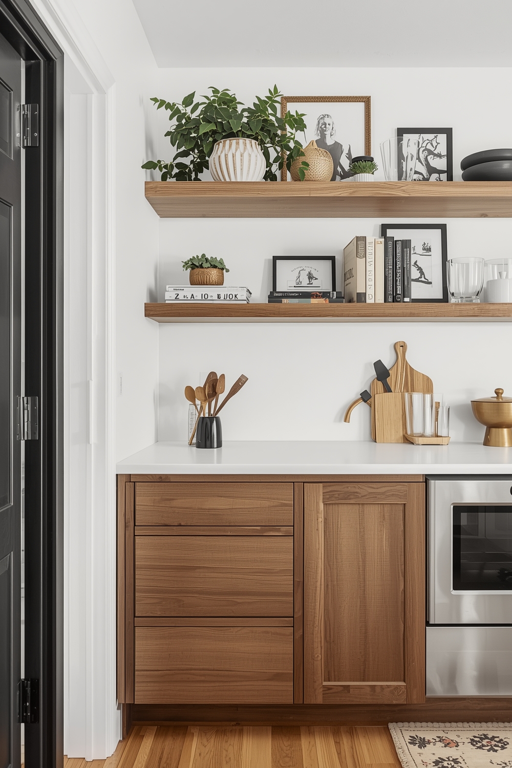 White Oak Kitchen Floating Shelf Ideas