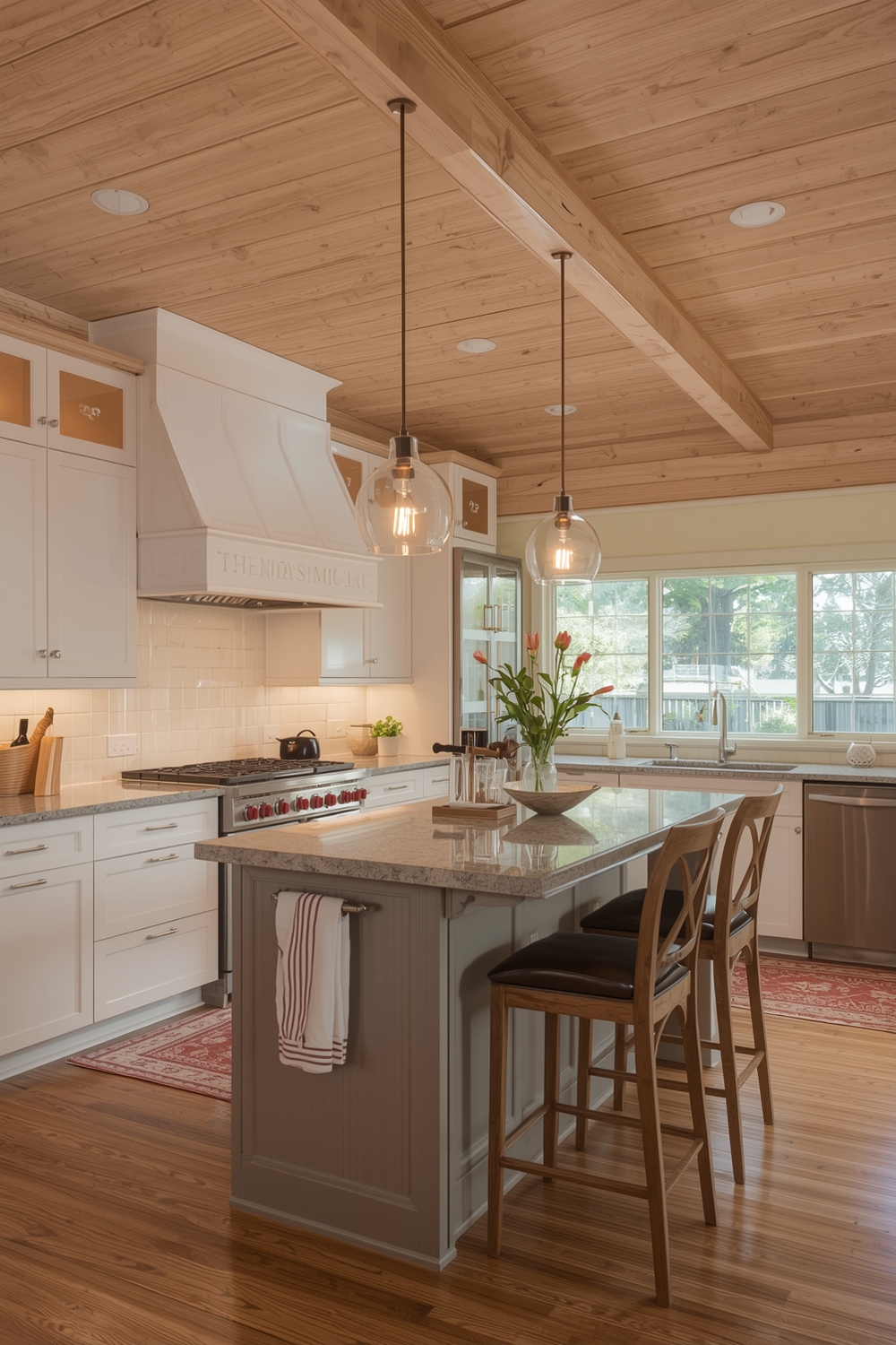 White Oak Kitchen with Pendant Lighting