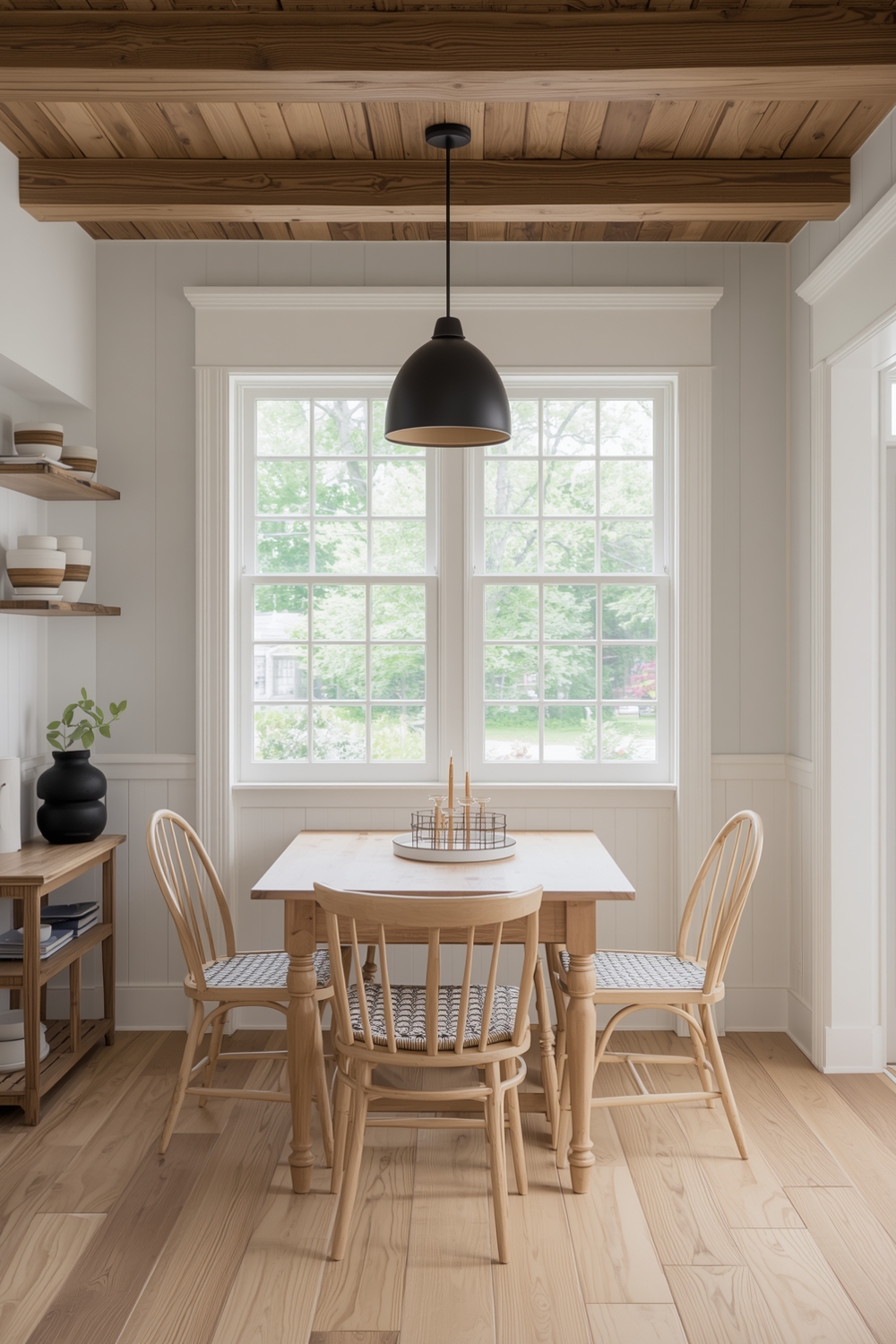 White Oak Kitchen with a Cozy Breakfast Spot