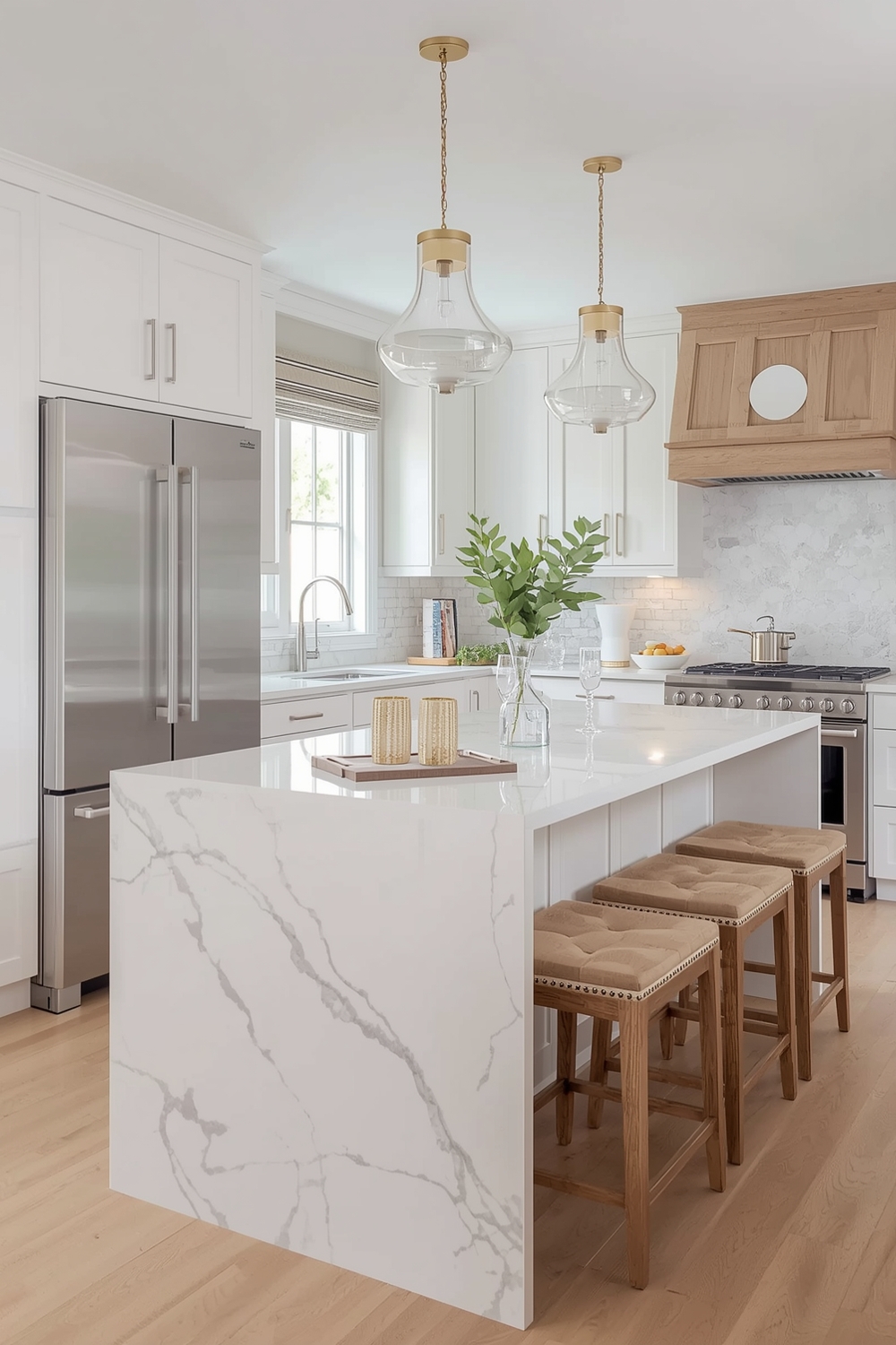White Oak Kitchen with a Statement Island