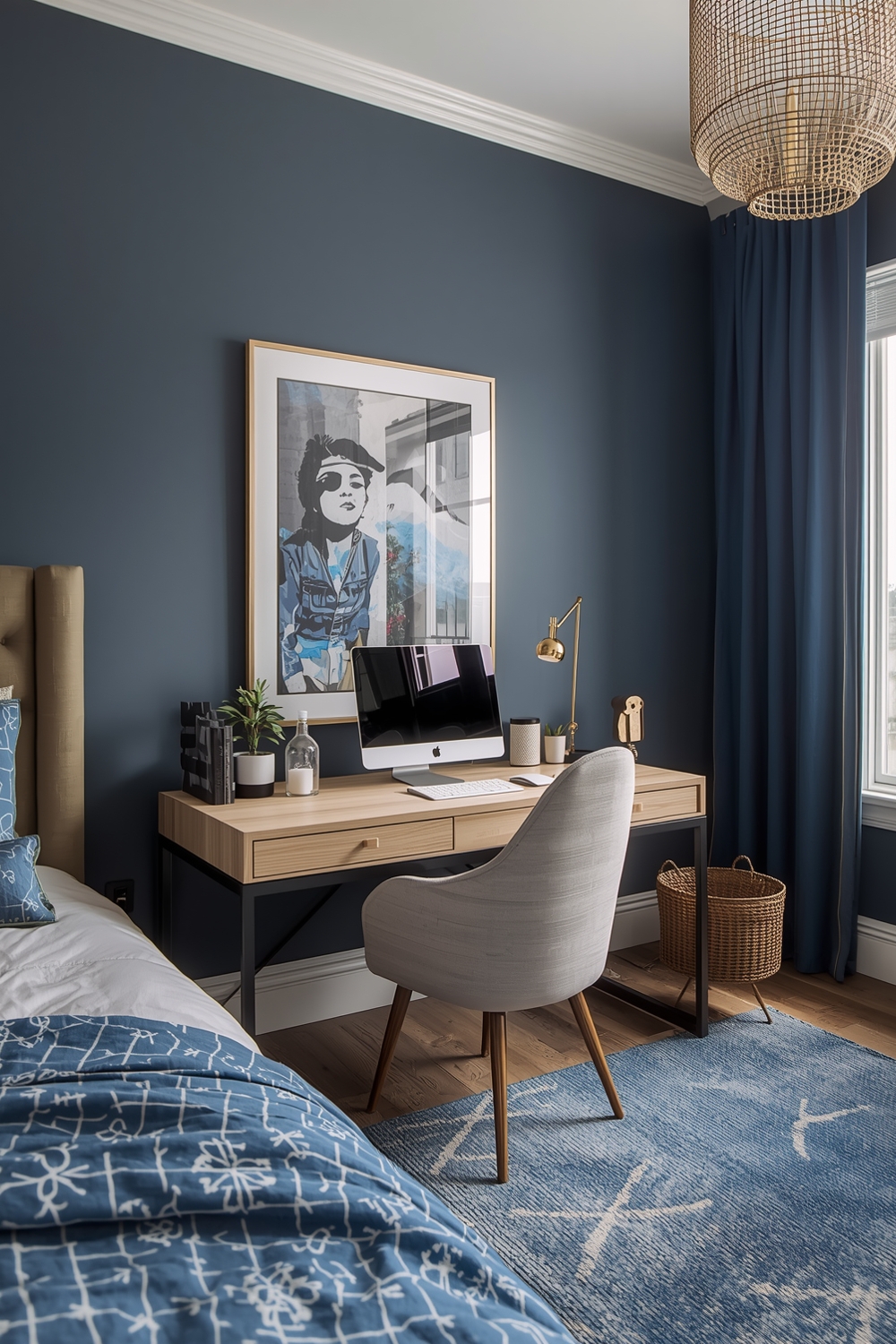 Blue Bedroom Workspace Inspiration Examples