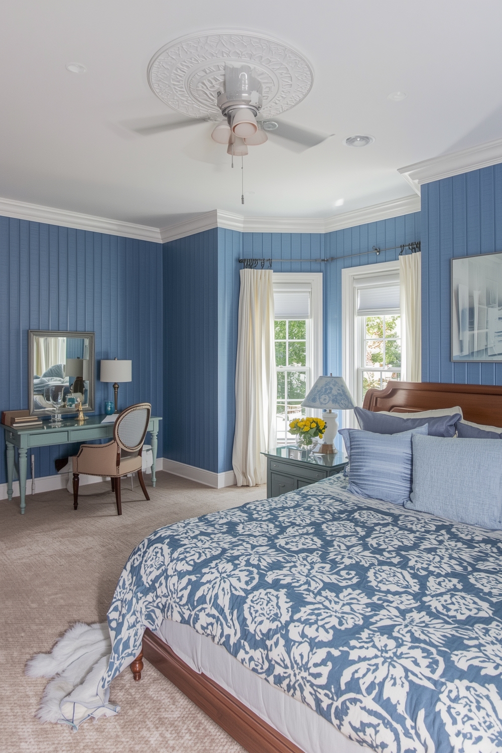 Bright Blue Bedroom Layout Examples