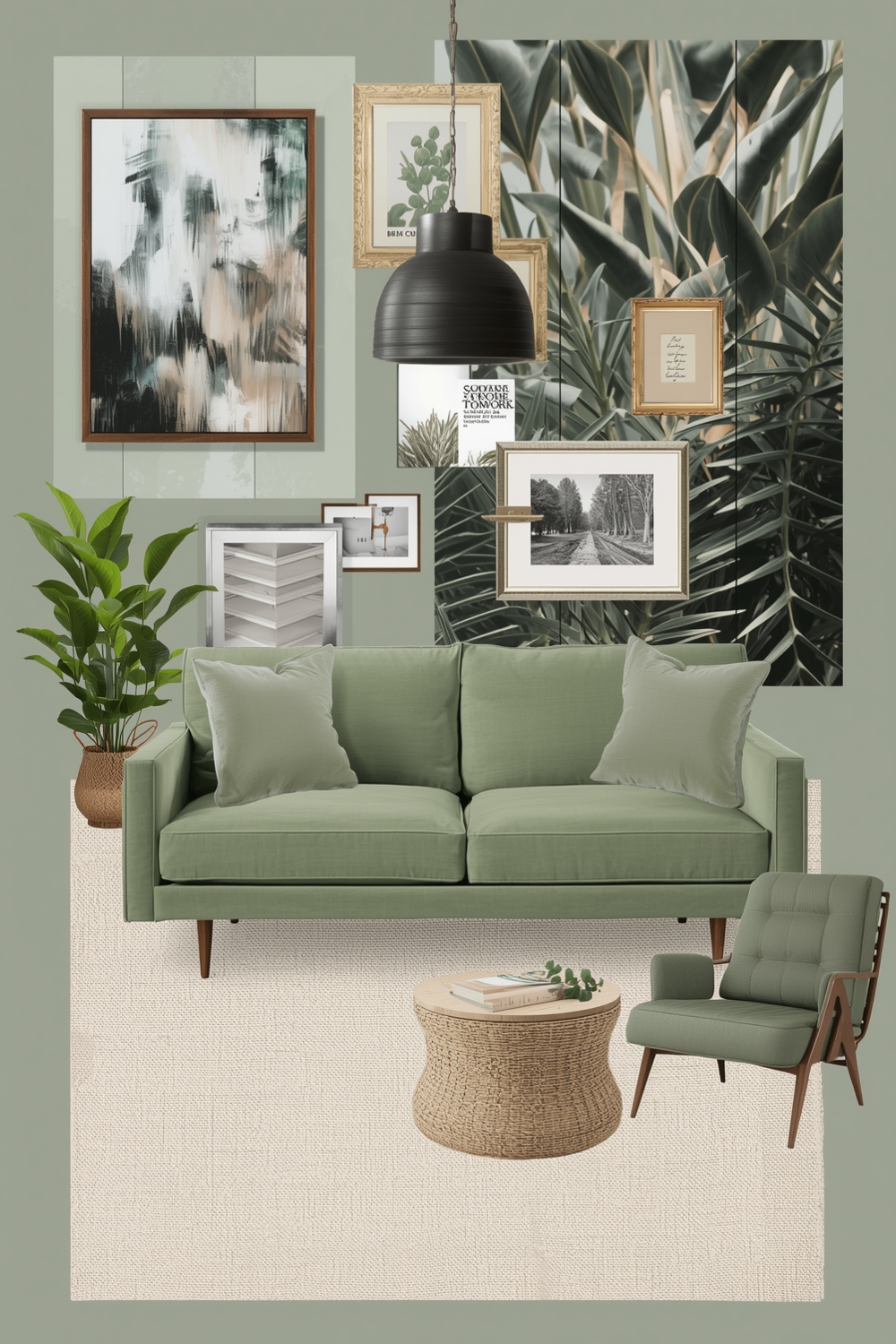 Bright Sage Green Living Room Idea Boards