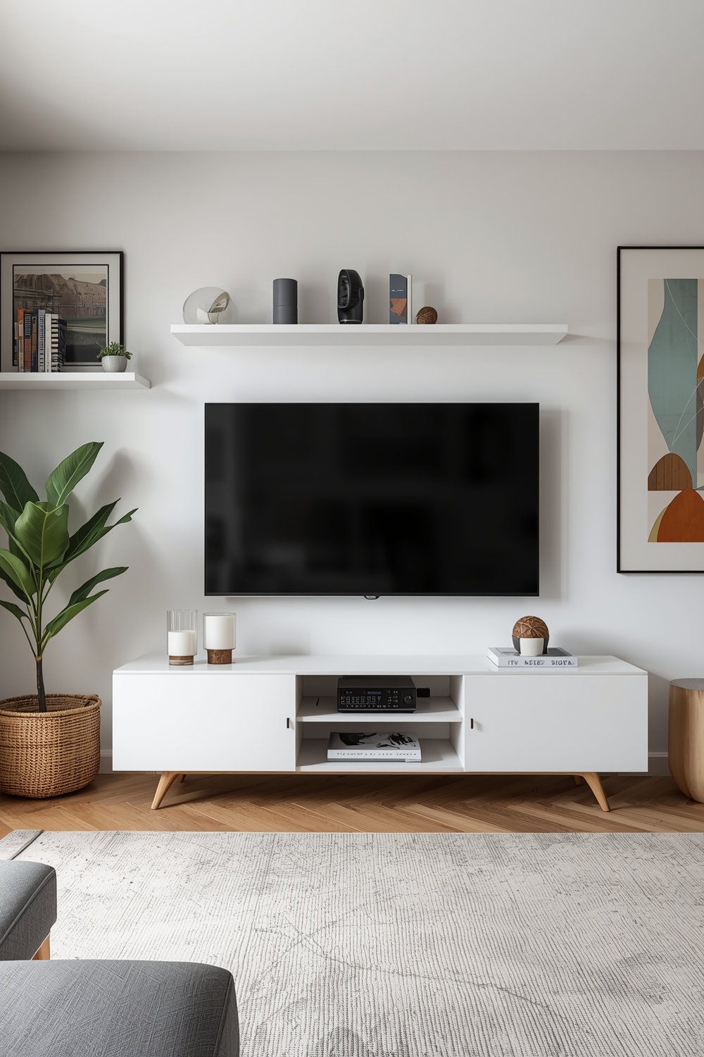 Bright and Modern TV Wall Layout Examples