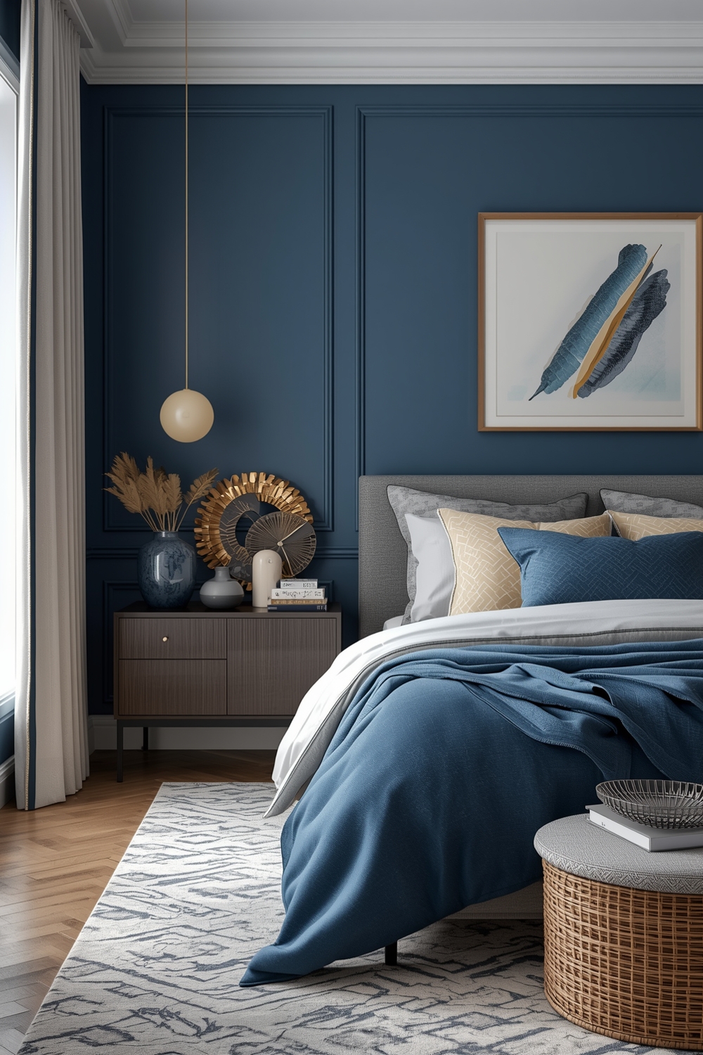 Contemporary Blue Bedroom Layout Inspirations