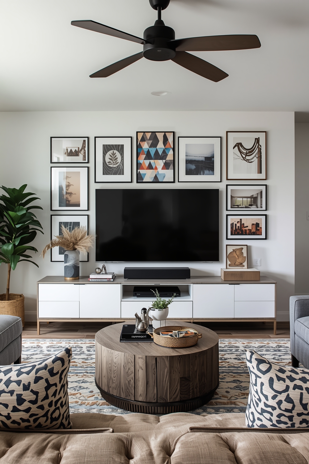 Contemporary Living Room TV Wall Idea Boards