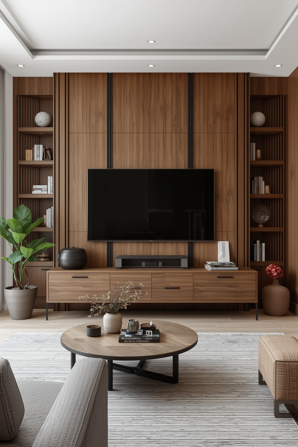 Contemporary Living Room TV Wall Layout Guides