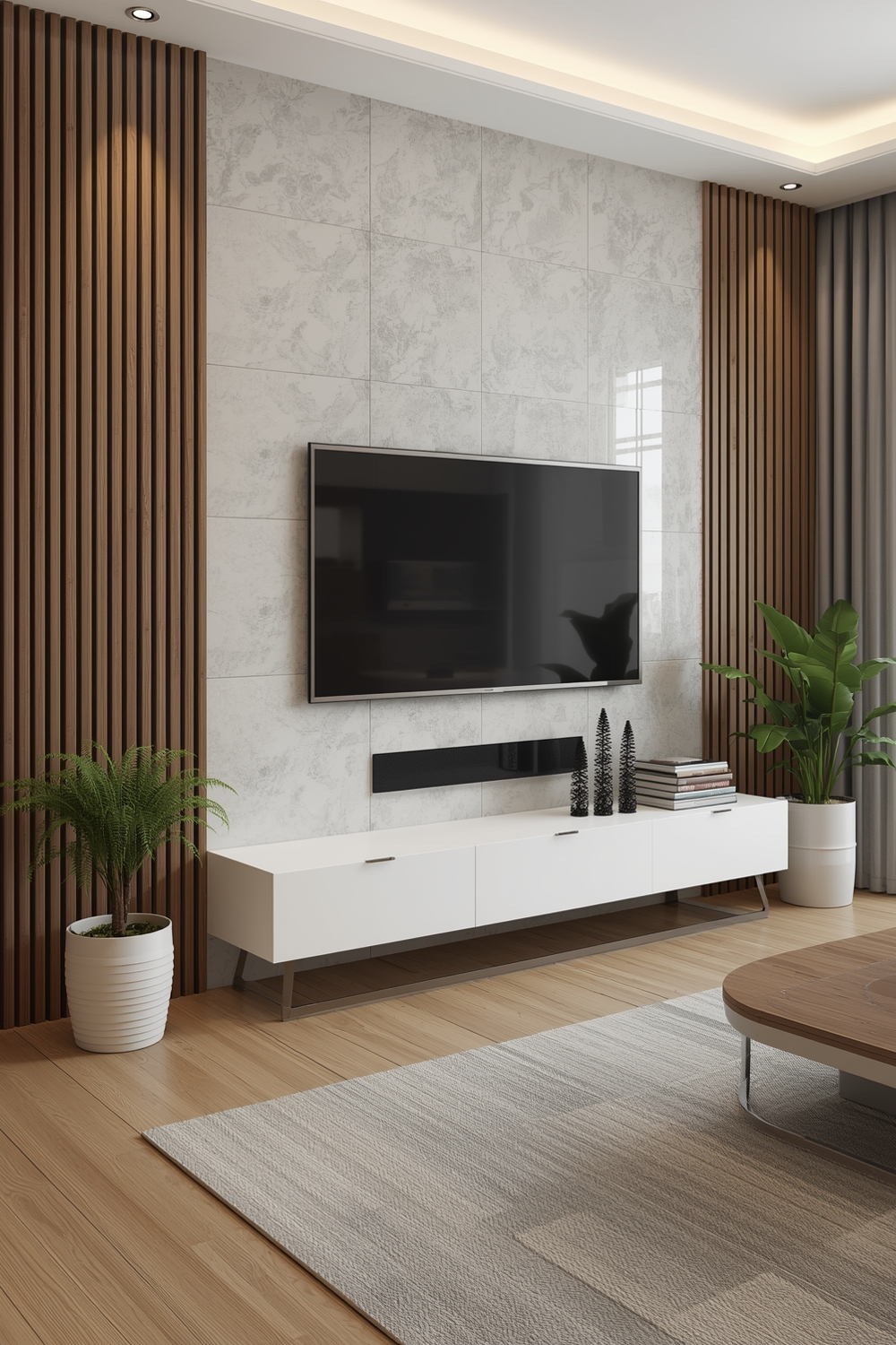 Contemporary Living Room TV Wall Layouts