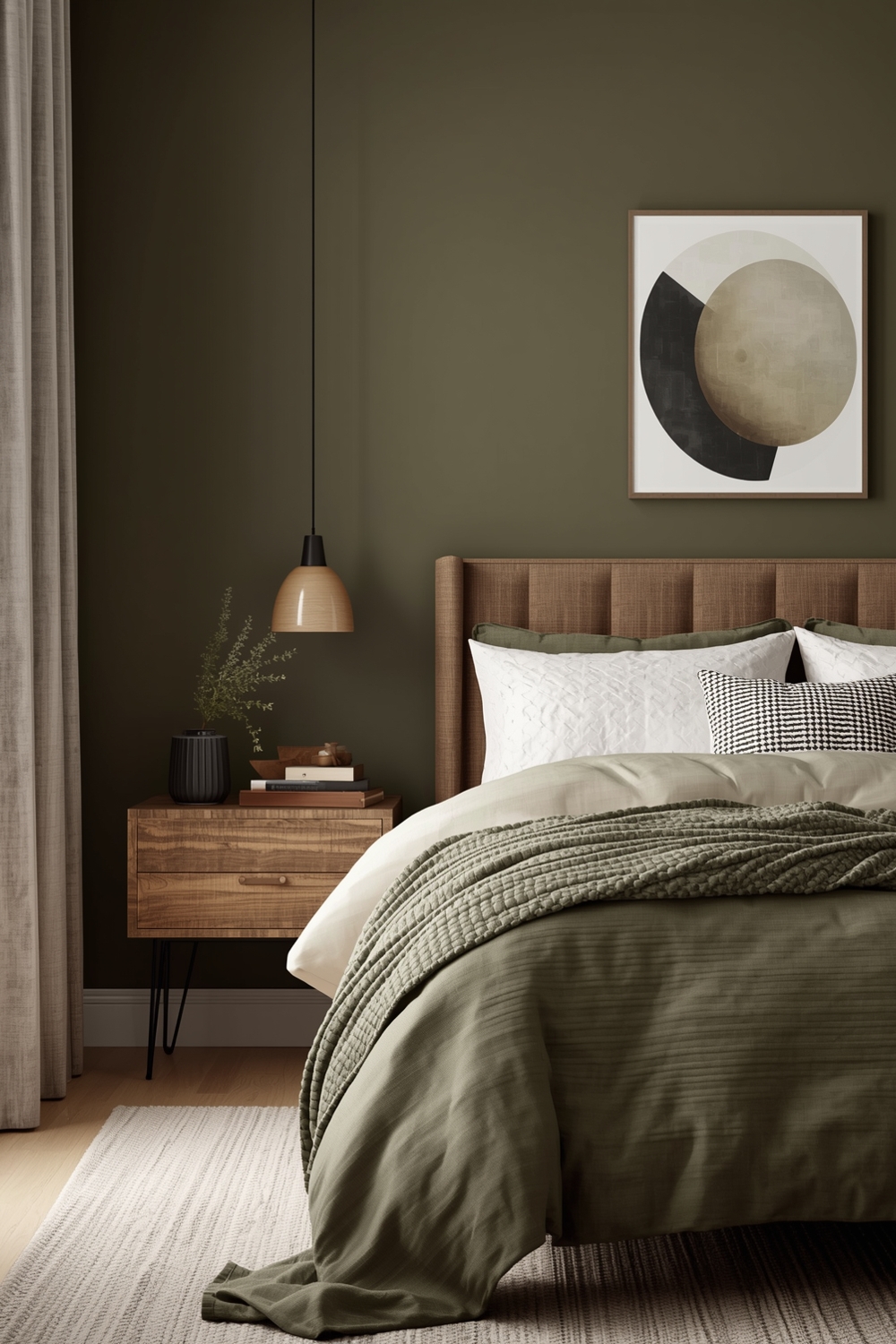 Contemporary Olive Green Bedroom Design Inspirations