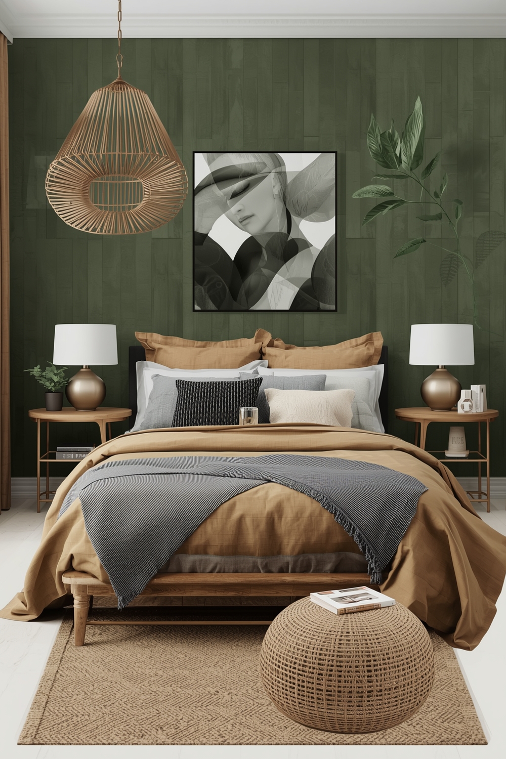 Contemporary Olive Green Bedroom Inspiration Boards
