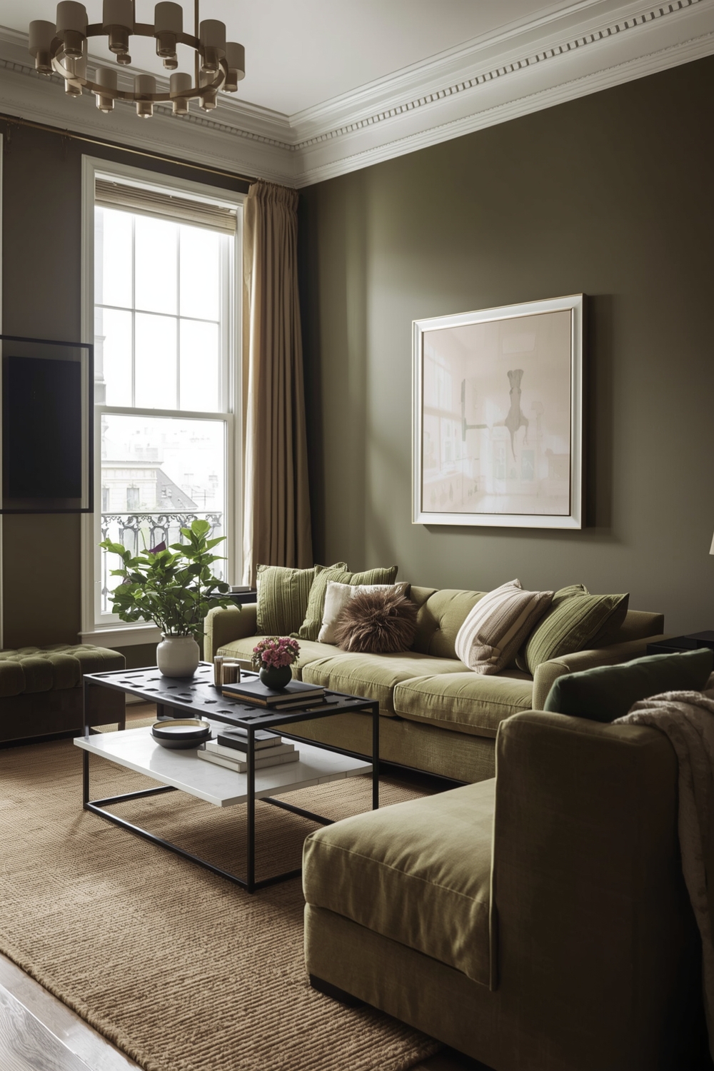 Contemporary Olive Green Living Room Design Galleries