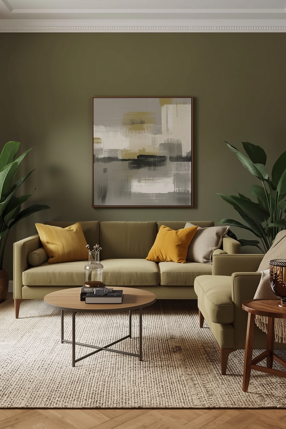 Contemporary Olive Green Living Room Design Inspirations