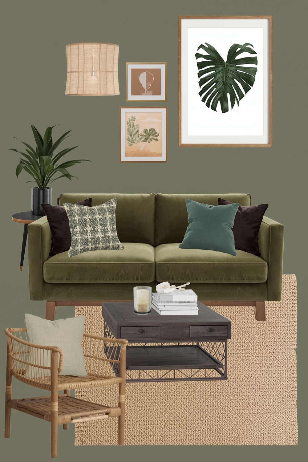 Contemporary Olive Green Living Room Inspiration Boards