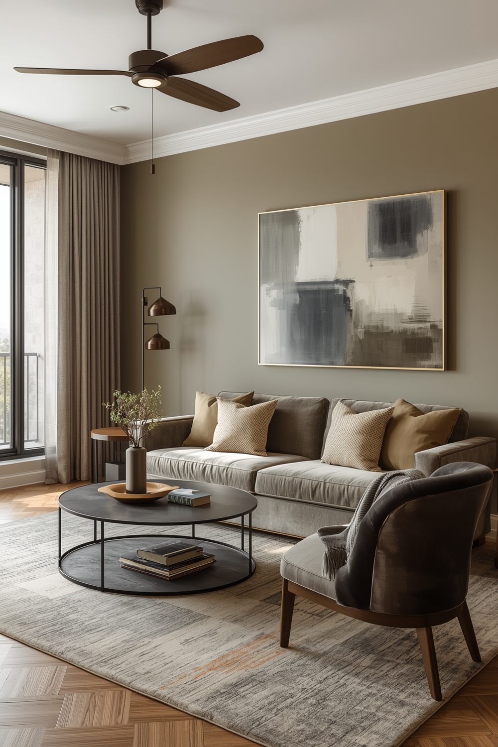 Contemporary Olive Green Living Room Layout Galleries