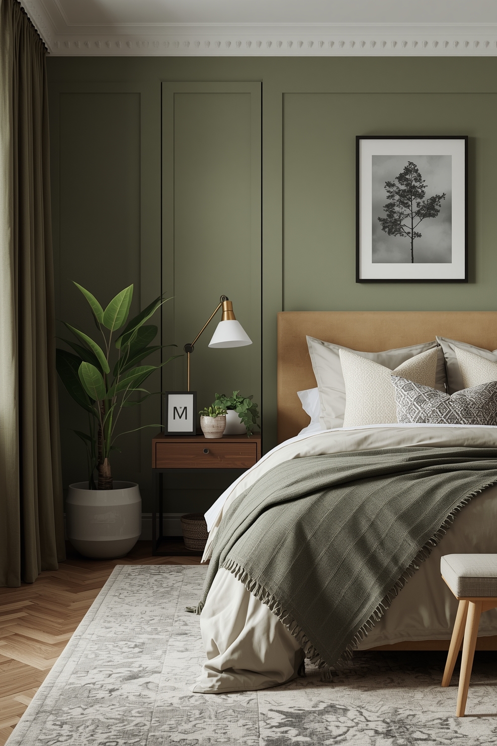 Contemporary Sage Green Bedroom Layout Inspirations