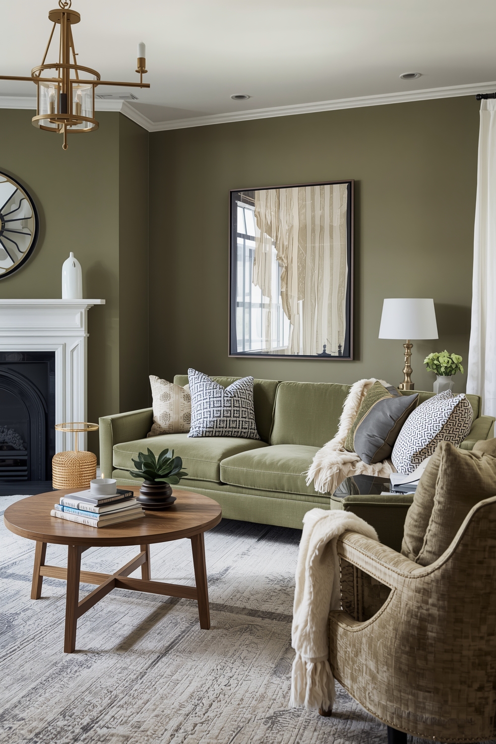 Contemporary Sage Green Living Room Design Inspirations
