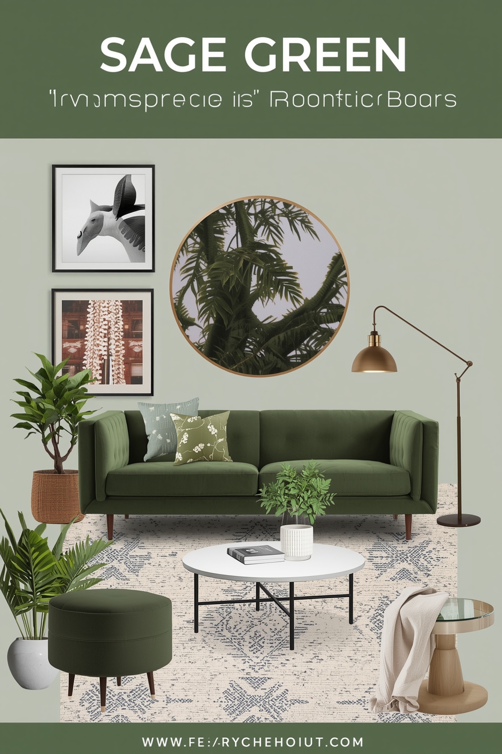 Contemporary Sage Green Living Room Inspiration Boards