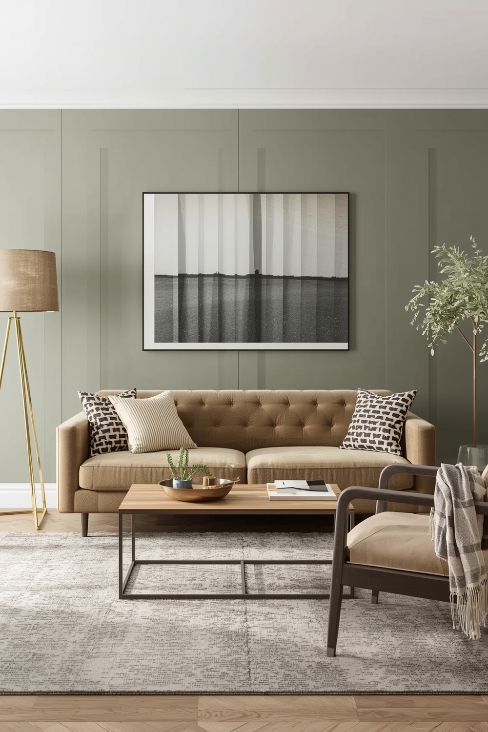 Contemporary Sage Green Living Room Layout Galleries