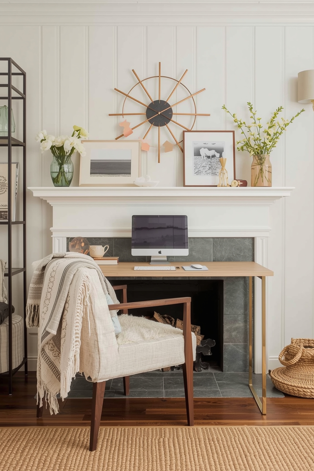 Cozy Fireplace Workspace Idea Examples